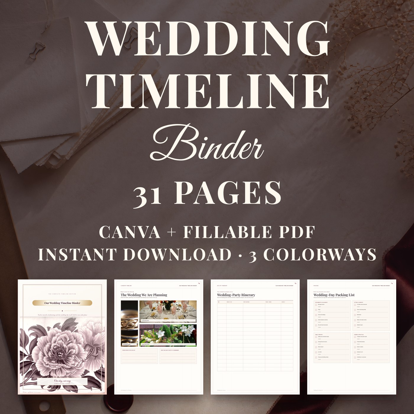 Wedding Timeline Binder — listing hero